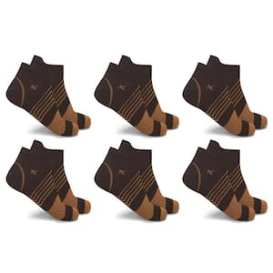 Men Small/Medium Copper-Infused V-Striped Ankle Compression Socks (6-Pack)