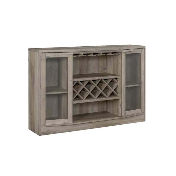 Home Source Industries Home Source Jill Zarin Stone Grey Bar Cabinet with 2-Curved Glass Doors