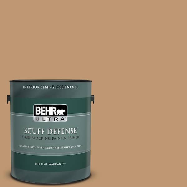 BEHR ULTRA 1 gal. #270F-5 Wilmington Tan Extra Durable Semi-Gloss Enamel Interior Paint & Primer