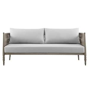 Safari Brown Aluminum Outdoor Couch with Gray Cushions