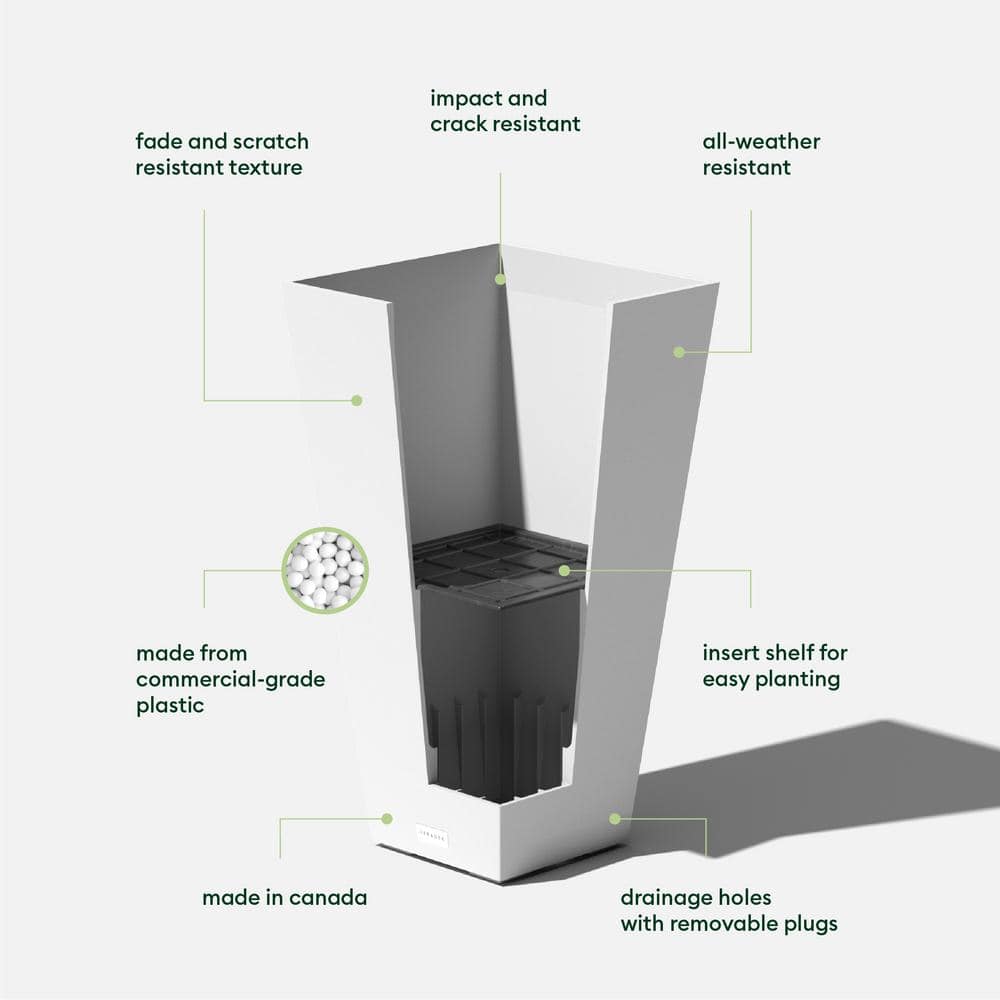 Midland Modern 26" White Recycled Plastic Indoor/Outdoor Planter