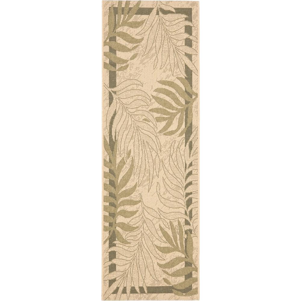 Courtyard Cream/Green 2 ft. x 16 ft. Palm Leaf Indoor/Outdoor Runner Rug price history on PriceWatchPro