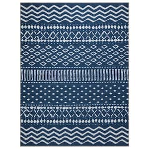 Non Shedding Washable Wrinkle-free Flatweave Moroccan 4x6 Indoor Living Room Area Rug, 4 ft. x 6 ft., Navy