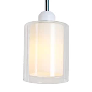 Glass 60-Watt 1-Light Chrome Pendant Light with Adjustable Length and Double Cylinder