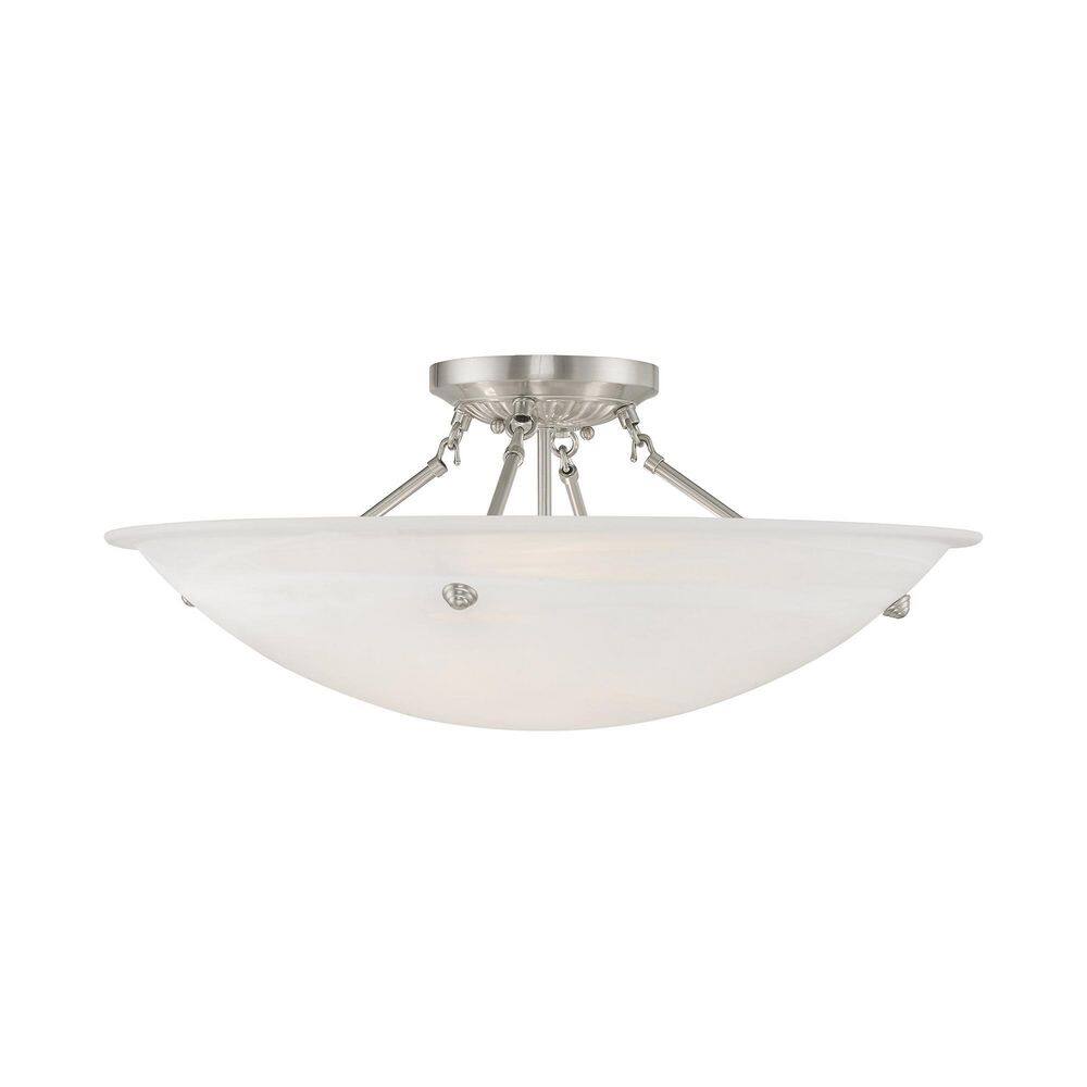 Oasis 24 in. 4-Light Brushed Nickel Semi Flush Mount with White Alabaster Glass price history on PriceWatchPro