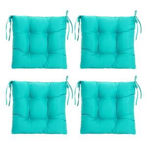 Outdoor Seat Cushions, Set of 4, Patio Seat Chair Cushions 19"x19"x4" with Ties, for Outdoor Dinning chair, Lake Blue