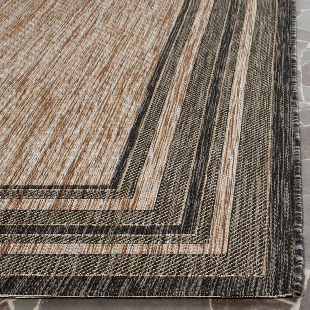 Natural Black Synthetic 9' x 12' Flat Woven Outdoor Rug