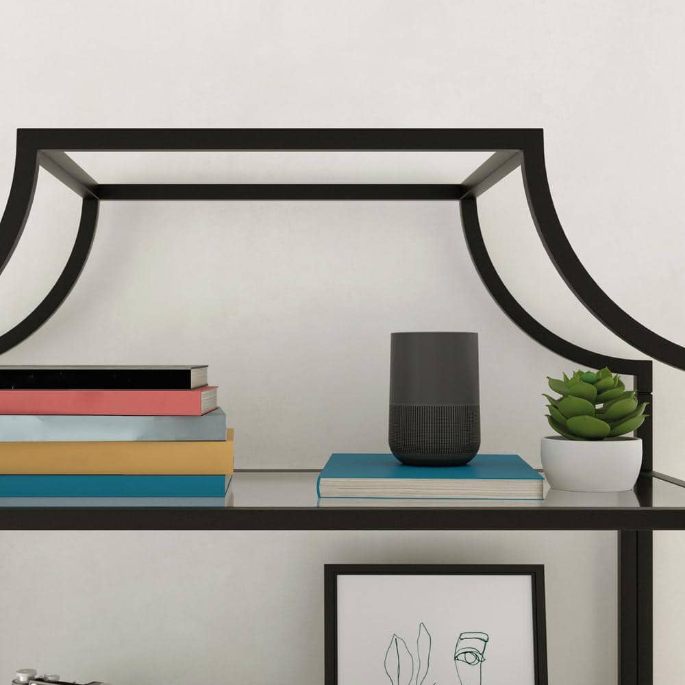 Harvey Park 66'' Black Metal and Glass 5-Shelf Bookcase