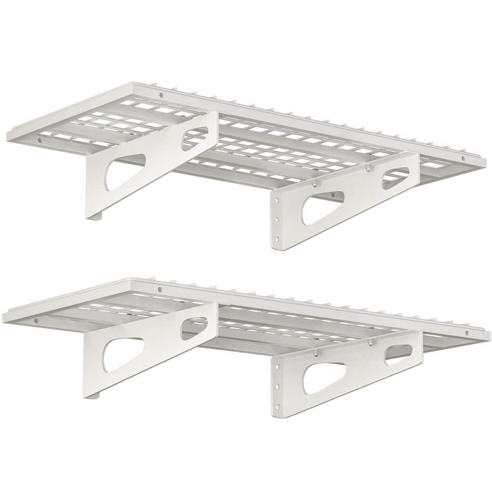 17.7 in. x 35.8 in. Industrial Metal Wall Shelf Garage Storage Rack Wall Mounted Floating Shelves, White (2-Pack) price history on PriceWatchPro