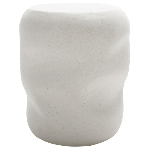 SAFAVIEH Carrick 15 in. White Round Concrete End Table