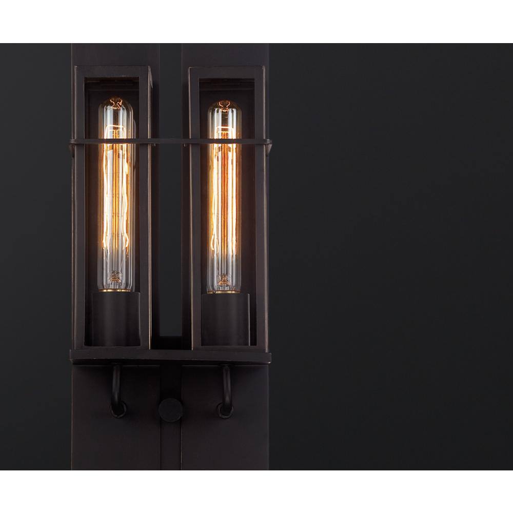 Bronze Dimmable Industrial 2-Light Outdoor Wall Sconce with Clear Glass