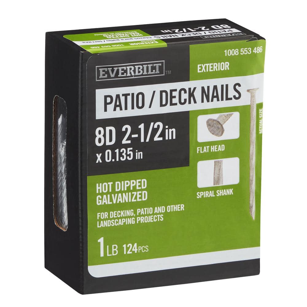 2-1/2 in. x 8D Hot Dipped Galvanized Deck Nails 1 lb. (124-Count) price history on PriceWatchPro
