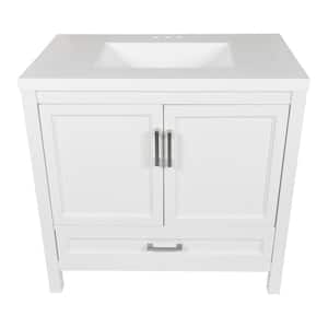 Nevado 37 in. W x 22 in. D x 36 in. H Bath Vanity in White with White Cultured Marble Top
