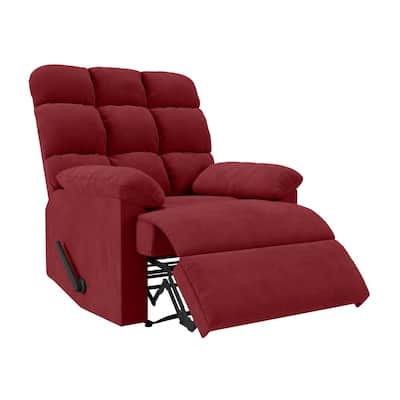 34 in. Width Big and Tall Red Polyester Tufted 3 Position Wall Hugger Recliner