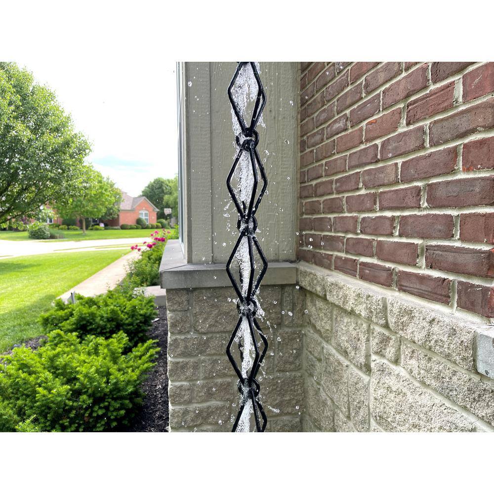 8.5 ft Black Powder Coated Metal Diamond Link Rain Chain