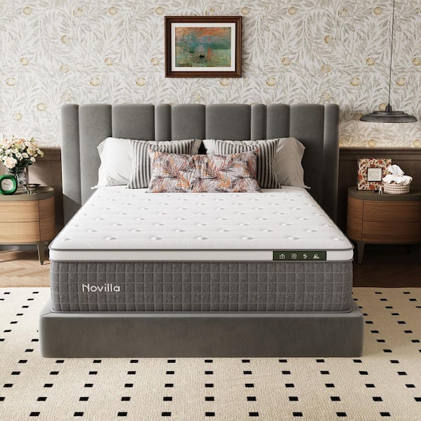 Novilla 12 in. Medium Hybrid Memory Foam and Innerspring Mattress Tight Top Queen Size Mattress