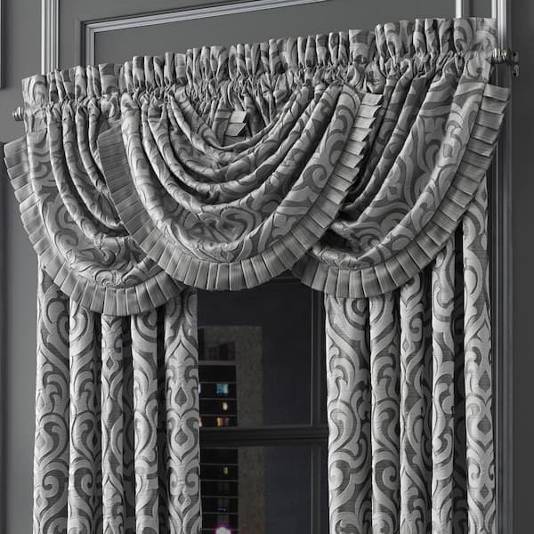Lafayette Silver Polyester Window Waterfall Valance
