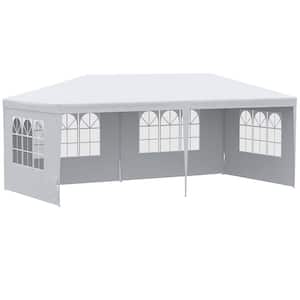 10 ft. x 20 ft. Large Events Shelter Canopy Gazebo with 4 Removable Side Walls, Shade Shelter for Weddings, White