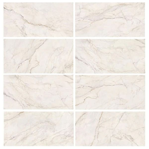 Auramar Apuano Oro White 23.62 in. x 47.24 in. Marble Look Matte Porcelain Floor and Wall Tile (15.38 sq. ft. / Case)