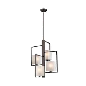 Wilmington 4-Light Oil Rubbed Bronze Chandelier with Cracked Glass