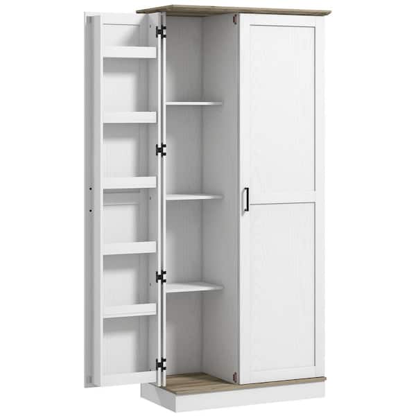 Cream White Engineered Wood 31.5 in. Kitchen Pantry Cabinet Storage Cabinet, Farmhouse Cabinet with 2-Doors, Drawer