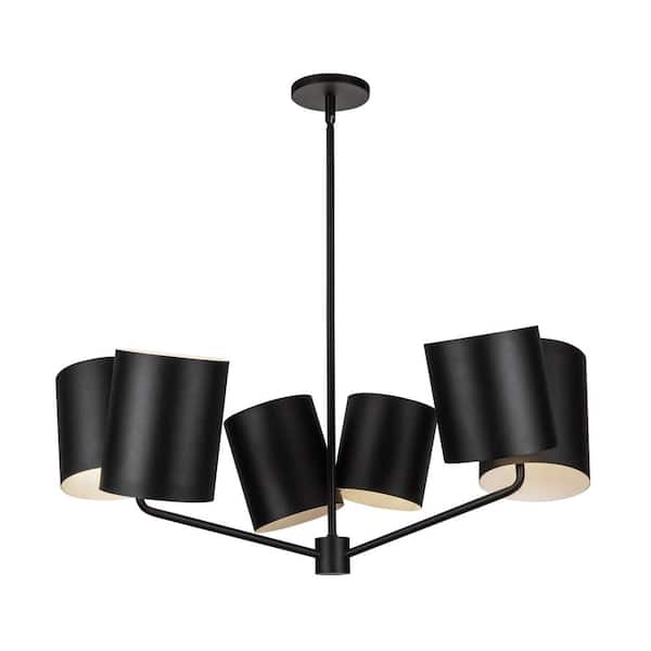 KUZCO Keiko 30 in. 6 Light 60-Watt Black Chandelier