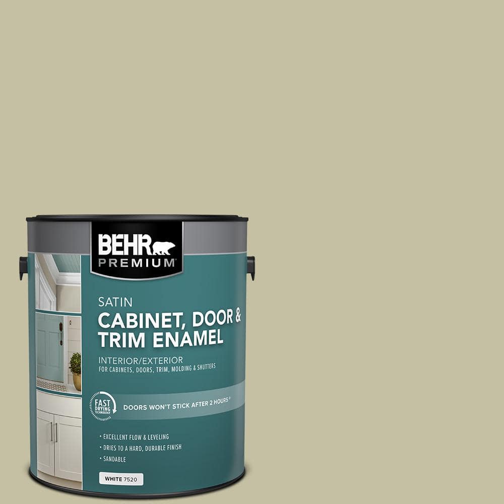 BEHR PREMIUM 1 gal. #S350-3 Washed Olive Satin Enamel Interior