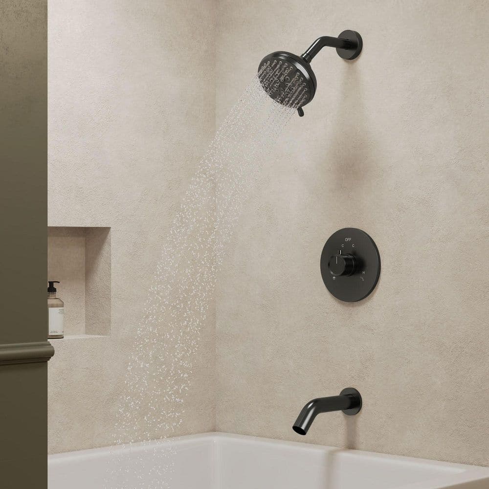 5 in. Wall Mount Single Handle 2-Spray Tub and Shower Faucet 2.5 GPM in Matte Black Valve Included price history on PriceWatchPro