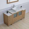 Vanity Art 60 in. W Single Basin Natural Oak Bath Vanity with White Engineered Marble Top and Mirror VA3136-60NO