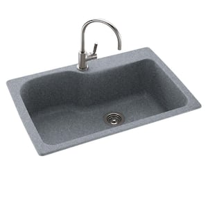 Drop-In/Undermount Solid Surface 33 in. 1-Hole Single Bowl Kitchen Sink in Night Sky