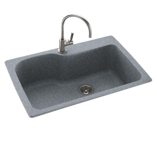 Swan Drop-In/Undermount Solid Surface 33 in. 1-Hole Single Bowl Kitchen Sink in Night Sky