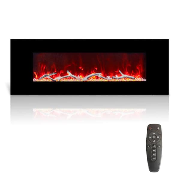 50 in. 1500W Wall-Mount Fireplace in Black with Multicolor Flame