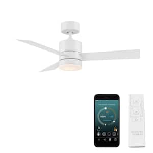 Axis 44 in. Smart Indoor/Outdoor 3-Blade Ceiling Fan Matte White with 3000K LED and Remote Control