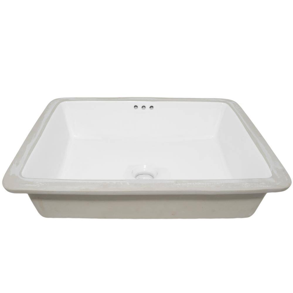 Modern White Rectangular Undermount Porcelain Bathroom Sink