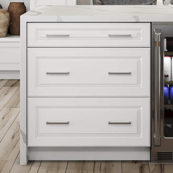 Hampton Bay Designer Series Elgin Assembled 36x34.5x23.75 in. Pots and Pans Drawer Base Kitchen Cabinet in White