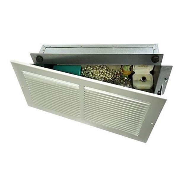 Unbranded 13.5 in. Steel Wall Register Safe, White with Removable Magnetic Grille
