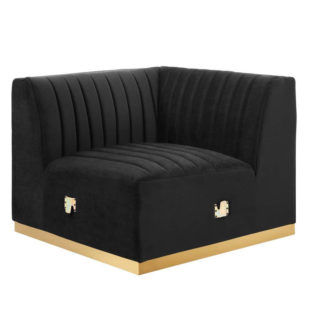 Black and Gold Velvet Tufted 4-Piece Sectional Sofa