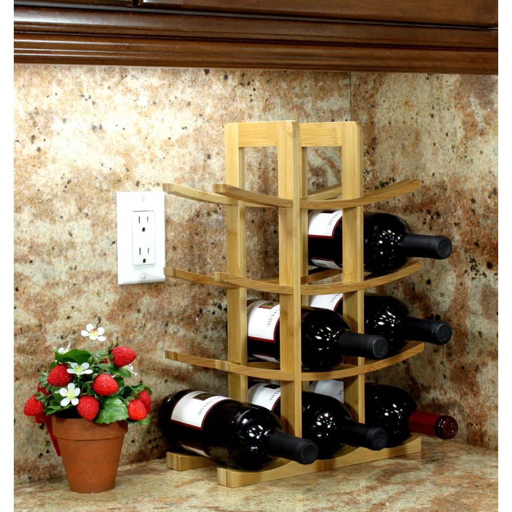 Natural Bamboo 12-Bottle Countertop Wine Rack