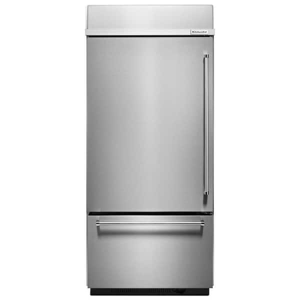 KitchenAid 20.9 cu. ft. Built-In Bottom Freezer Refrigerator in Stainless Steel with Platinum Interior
