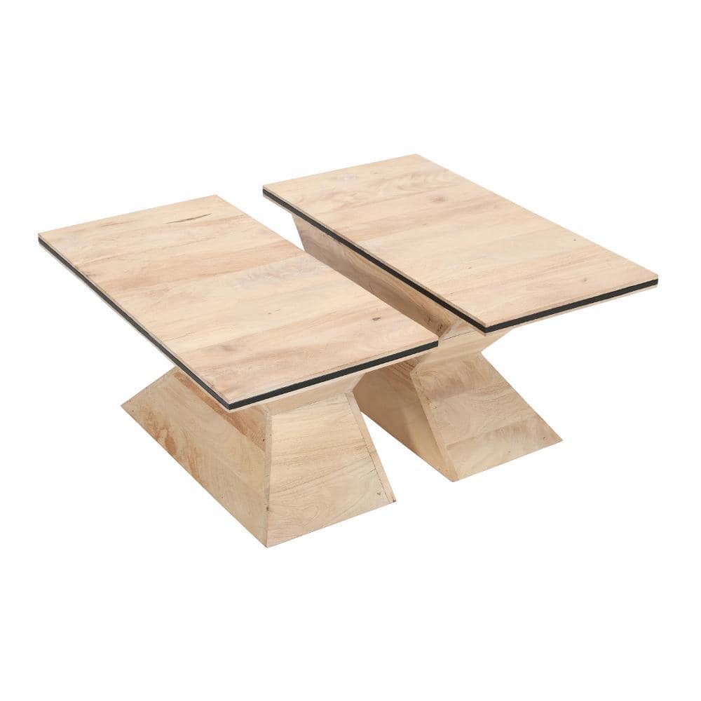 Handcrafted Square Mango Wood and Iron Split Coffee Table