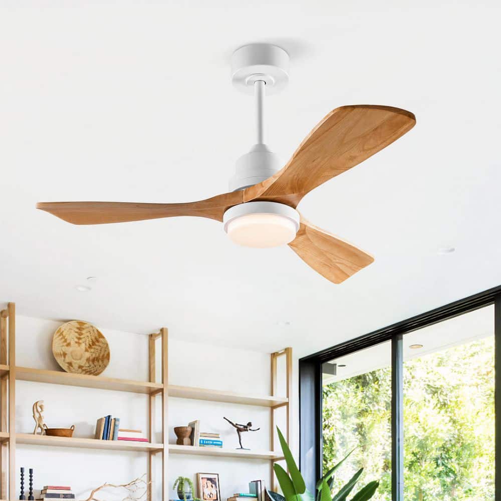 72 in. Smart White Natural Wood White Blades 2-Size Downrod Mount Standard Ceiling Fan with 3-Color Dimmable LED Light price history on PriceWatchPro