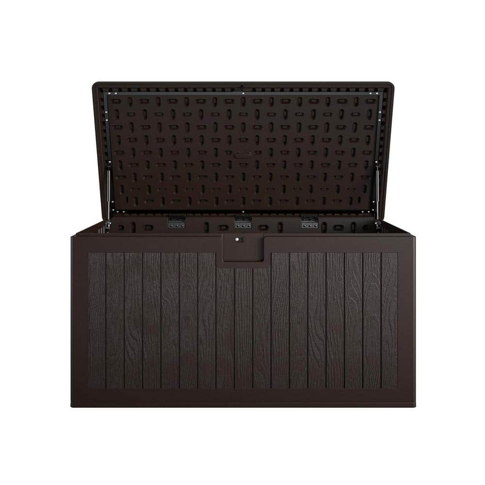 COSCO Dark Brown Lockable Resin Deck Box with Storage Divider