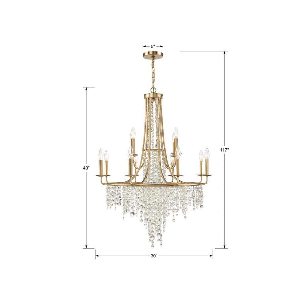 Antique Gold 12-Light Crystal Candle Chandelier