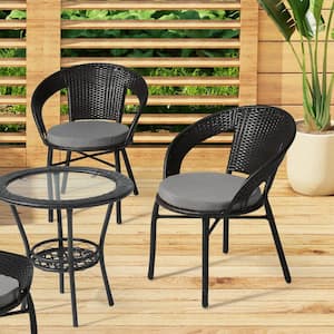 FadingFree Grey 16 in Round Outdoor Dining Patio Chair Seat Cushion (4-Pack)