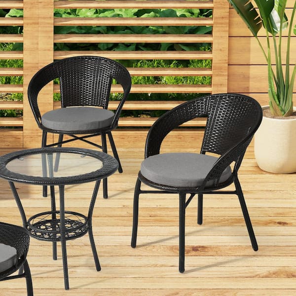 FadingFree (Set of 4) 18 in. Round Outdoor Patio Circle Dining Chair Seat Cushions in Grey