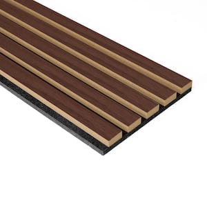 0.83 in. x 94.49 in. x 4.87in. Wood Slat Acoustic Panels, MDF Decorative Dark Walnut Wall Paneling (4-Piece/21 sq. ft.)