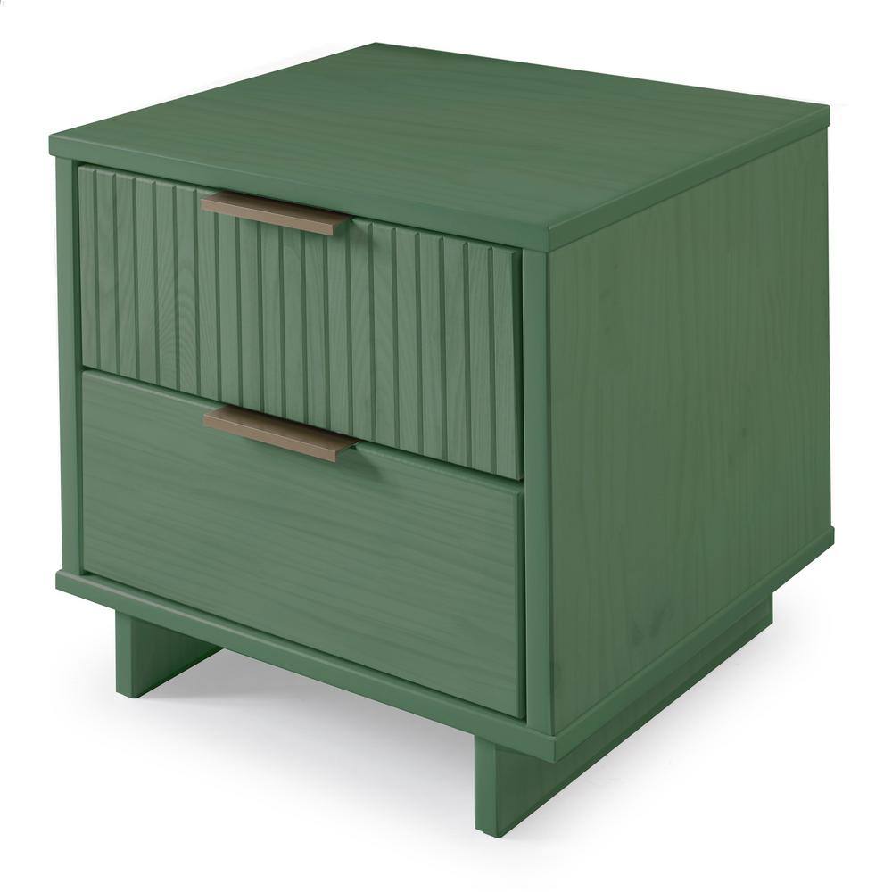 Granville Sage Green Modern Nightstand with Ribbed Drawer Front