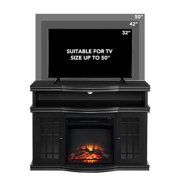 Electric Fireplace Heater 55" TV Stand Cabinet Media Console Door Storage Shelf 
