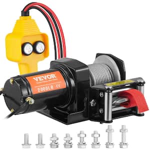 Electric Winch 2000 lbs. Load Capacity Vehicles Winch with 39 ft. Steel Cable, Wired Handheld Remote and 4-Way Fairlead