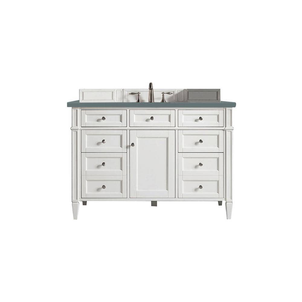 James Martin Vanities Brittany 48.0 in. W x 23.5 in. D x 34 in. H Bathroom Vanity in Bright White with Cala Blue Quartz Top -  650-V48-BW-3CBL
